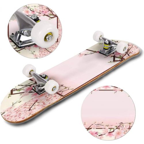  GWFERC Vertical Template with Pink Shopping Paper Bags Cherry Blossom Spring Skateboard 31x8 Double-Warped Skateboards Outdoor Street Sports Skateboard for Beginners Professionals Cool Ad