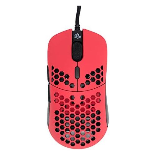  Gwolves Hati HTM Ultra Lightweight Honeycomb Design Wired Gaming Mouse 3360 Sensor - PTFE Skates - 6 Buttons - Only 61G (Faze Red)