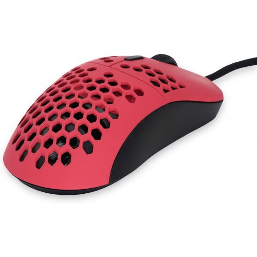  Gwolves Hati HTM Ultra Lightweight Honeycomb Design Wired Gaming Mouse 3360 Sensor - PTFE Skates - 6 Buttons - Only 61G (Faze Red)