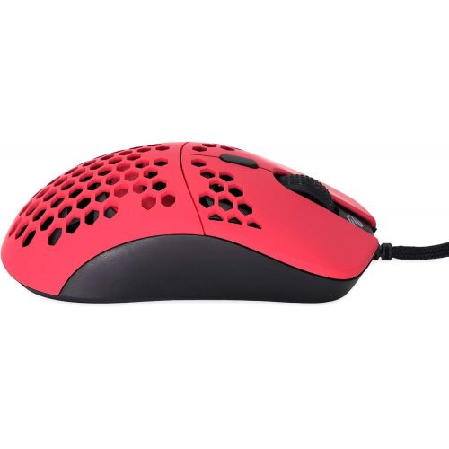  Gwolves Hati HTM Ultra Lightweight Honeycomb Design Wired Gaming Mouse 3360 Sensor - PTFE Skates - 6 Buttons - Only 61G (Faze Red)