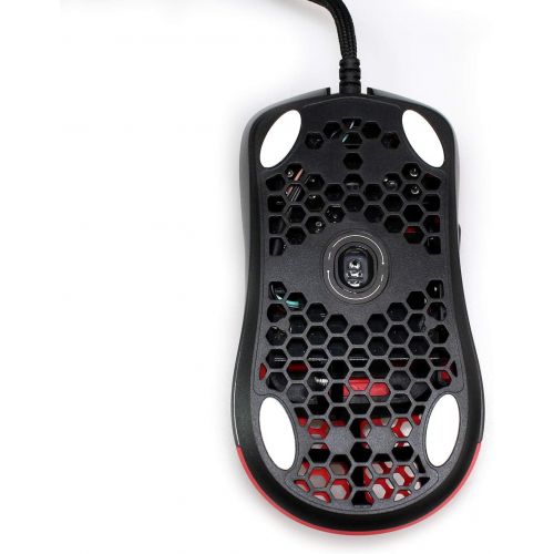  Gwolves Hati HTM Ultra Lightweight Honeycomb Design Wired Gaming Mouse 3360 Sensor - PTFE Skates - 6 Buttons - Only 61G (Faze Red)