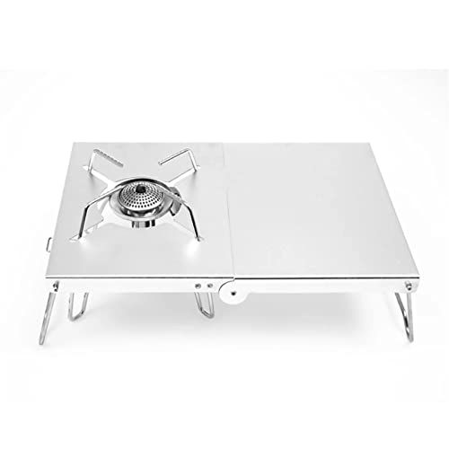  GXNSFAL Portable Camping Stove Backpacking Stove Outdoor Windproof Folding Camp Stove Stand Cooking Station Table for Camping Hiking Backpacking Picnic (Color : Silver)