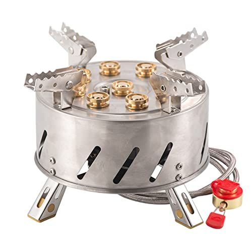  GXNSFAL Portable Camping Stove Backpacking Stove 12800W 9-Head Outdoor Stove Self-Driving Tour Stainless Steel Folding 9 Hole Fire Brimstone Stoves Gas Burner Camping Equipment ( Color : 1