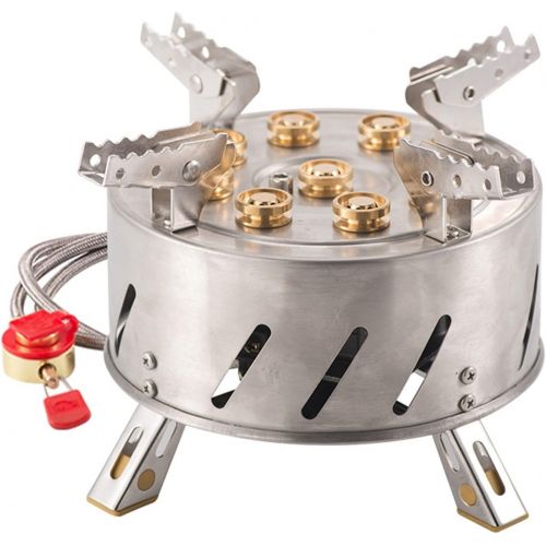  GXNSFAL Portable Camping Stove Backpacking Stove 12800W 9-Head Outdoor Stove Self-Driving Tour Stainless Steel Folding 9 Hole Fire Brimstone Stoves Gas Burner Camping Equipment ( Color : 1
