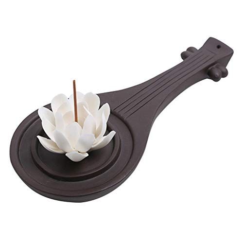  인센스스틱 GXSMG Pipa Design Handicraft White Lotus Incense Stick Holder Home Office Tea House Desktop Decorate Ceramic Incense Burner Censer