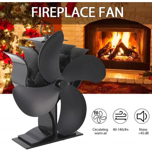  GXXDM Stove Fans Heat Powered Fan Safe Eco Friendly Stove Fireplace Fan Silent Automatical Operation Stove Fan for Wood Log Burner Fireplace,Black,One Size