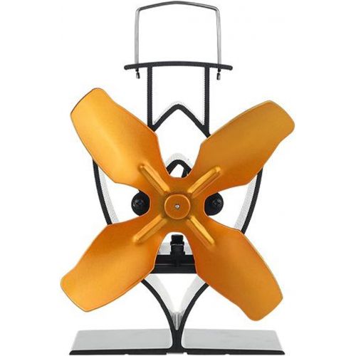  GXXDM Fan Heater Tool Log Fireplace Fan Quiet Rust Proof Wear Resisting with Good Thermal Conductivity 4 Blades Heat Powered Wood Stove Fire Stove Oven Fireplace,Black,One Size