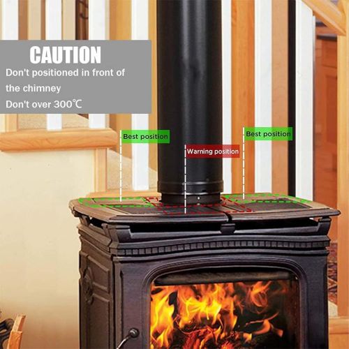  GXXDM Fan Heater Tool Log Fireplace Fan Quiet Rust Proof Wear Resisting with Good Thermal Conductivity 4 Blades Heat Powered Wood Stove Fire Stove Oven Fireplace,Black,One Size