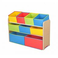 GY Tiered Storage Bins Wooden Unit Toddler Toy Organizer Open Colorful Cubby Baskets Bedroom Modern Construction Shelf Playroom Indoor Decorative & eBook by JEFSHOP.