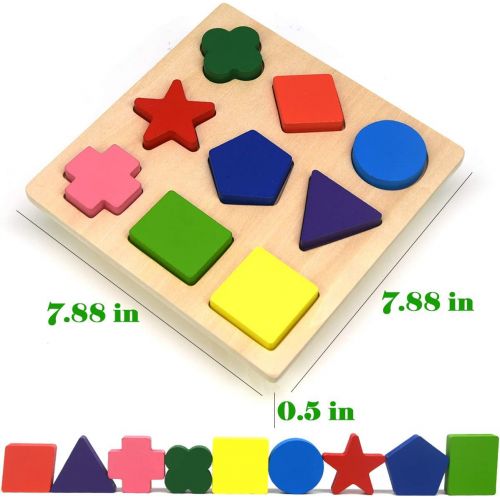  GYBBER&MUMU Wooden Preschool Colorful Shape Puzzle