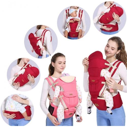  GYLJJ Baby Sling Four Seasons Breathable Baby Carrier Multi-Functional Baby Waist Stool Three-in-one Diagonal Strap (Color : Red)