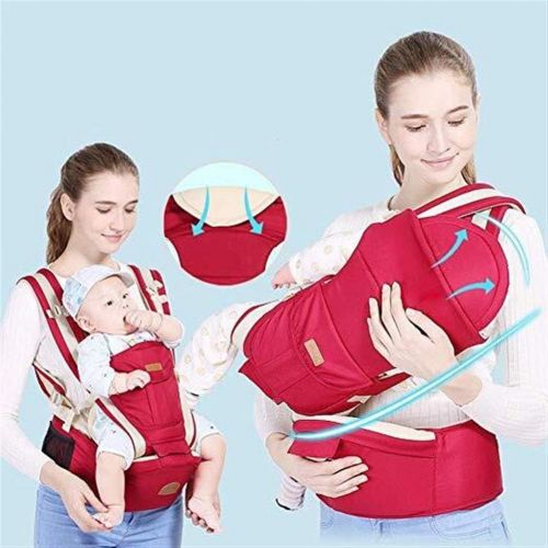  GYLJJ Baby Sling Four Seasons Breathable Baby Carrier Multi-Functional Baby Waist Stool Three-in-one Diagonal Strap (Color : Red)