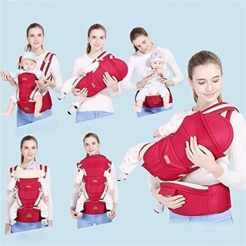  GYLJJ Baby Sling Four Seasons Breathable Baby Carrier Multi-Functional Baby Waist Stool Three-in-one Diagonal Strap (Color : Red)