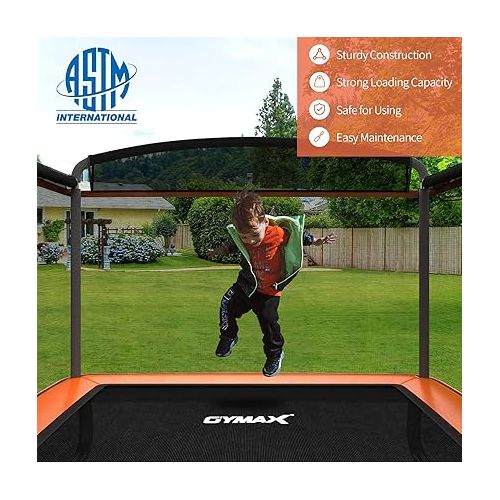  GYMAX 6FT Kids Trampoline with Swing, ASTM Approved Rectangle Recreational Trampoline with Enclosure Safety Net, Indoor/Outdoor Baby Toddler Play Combo Bounce, Birthday for Boy & Girl