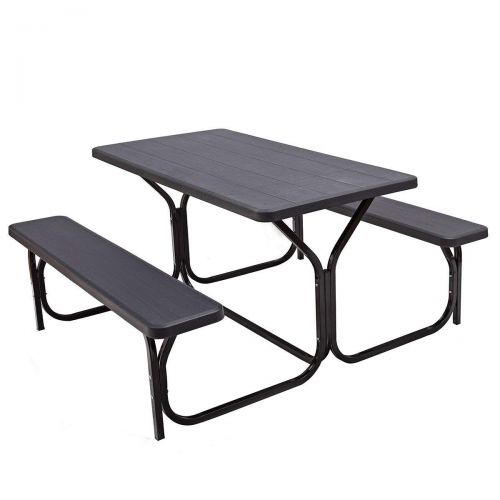  GYMAX Gymax Picnic Table, Camping Picnic Tables Bench Set for Outside Backyard Garden Patio Dining Party