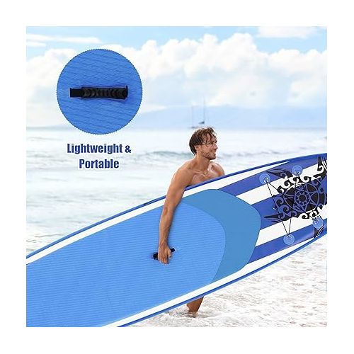  GYMAX Inflatable Stand Up Paddleboard, 6.5