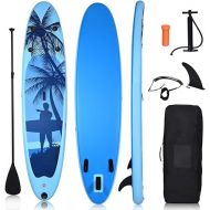 GYMAX Paddle Board, 9.8’/10’/11’ x 6” Inflatable Stand Up Paddle Board with SUP Accessories, Removable Fin, Paddle, Pump, Leash & Carry Bag, Blow Up Paddle Boards Standing Boat for Adults, Youth
