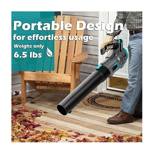  GYMAX Cordless Leaf Blower, 5 Speed Level 20V Max with Battery & Charger, Handheld Electric Portable Lightweight Leaf Blower for Lawn, Garden, Leaves, Snow Debris (Grey)