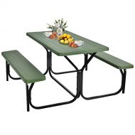 Gymax Picnic Table, Camping Picnic Tables Bench Set for Outside Backyard Garden Patio Dining Party