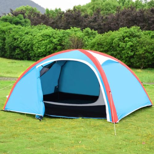  GYMAX Camping Tent, 2-3 Person Inflatable Waterproof Tent with Pump Carry Bag, for Family Outdoor Camping