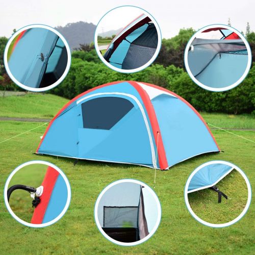  GYMAX Camping Tent, 2-3 Person Inflatable Waterproof Tent with Pump Carry Bag, for Family Outdoor Camping