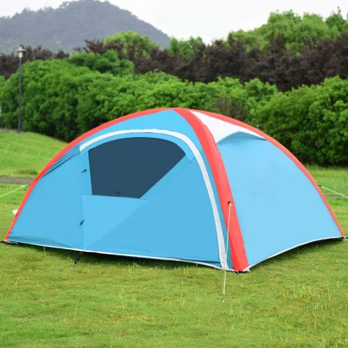  GYMAX Camping Tent, 2-3 Person Inflatable Waterproof Tent with Pump Carry Bag, for Family Outdoor Camping