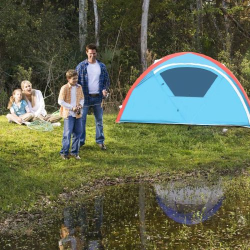  GYMAX Camping Tent, 2-3 Person Inflatable Waterproof Tent with Pump Carry Bag, for Family Outdoor Camping