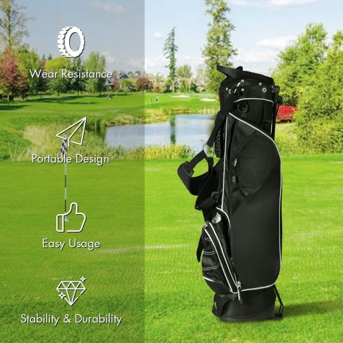  GYMAX Golf Stand Bag, Lightweight Stand Bag with 3 Way & 4 Pocket, Organized Easy-Storage Stand Bag