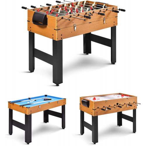  GYMAX 3 in 1 Game Table, 48 in Multi Game Table with Foosball Hockey & Billiards, Competition Sized Combo Game Table for Home, Game Room, Bar, Party, Club