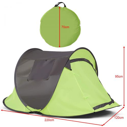  GYMAX Pop-up Tent, Portable Automatic Pop-up Tent Instant Beach Tent with Water Resistant & UV Protection Sun Shelter & Carry Bag, for Family Camping