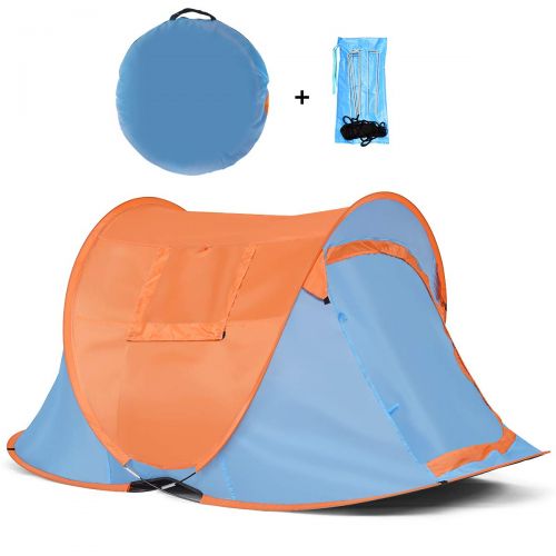  GYMAX Pop-up Tent, Portable Automatic Pop-up Tent Instant Beach Tent with Water Resistant & UV Protection Sun Shelter & Carry Bag, for Family Camping