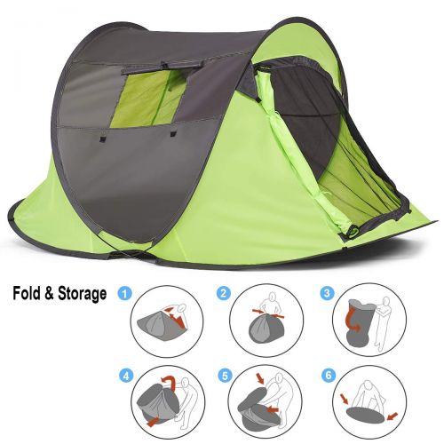  GYMAX Pop-up Tent, Portable Automatic Pop-up Tent Instant Beach Tent with Water Resistant & UV Protection Sun Shelter & Carry Bag, for Family Camping