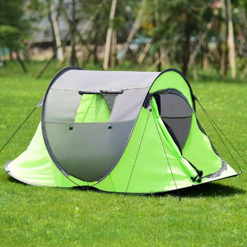  GYMAX Pop-up Tent, Portable Automatic Pop-up Tent Instant Beach Tent with Water Resistant & UV Protection Sun Shelter & Carry Bag, for Family Camping