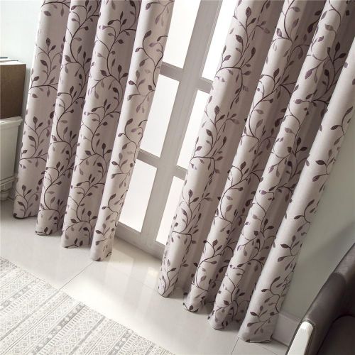  GYROHOME Floral Blackout Curtain Grommet Top Thermal Insulated Room Darkening Engery Saving Drape Noise Reducing No Formaldehyde,Sold in Pair(2 Panels)