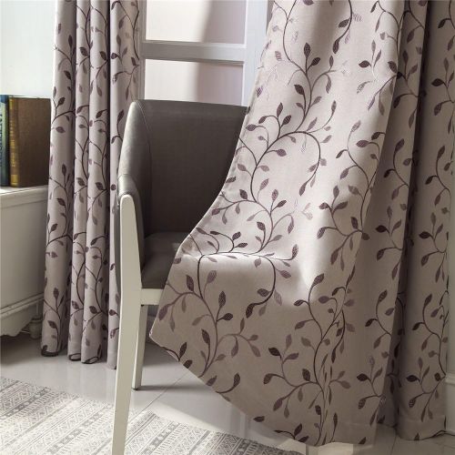  GYROHOME Floral Blackout Curtain Grommet Top Thermal Insulated Room Darkening Engery Saving Drape Noise Reducing No Formaldehyde,Sold in Pair(2 Panels)
