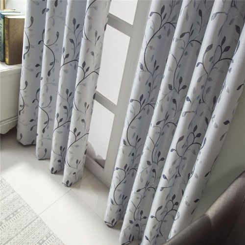  GYROHOME Floral Blackout Curtain Grommet Top Thermal Insulated Room Darkening Engery Saving Drape Noise Reducing No Formaldehyde,Sold in Pair(2 Panels)