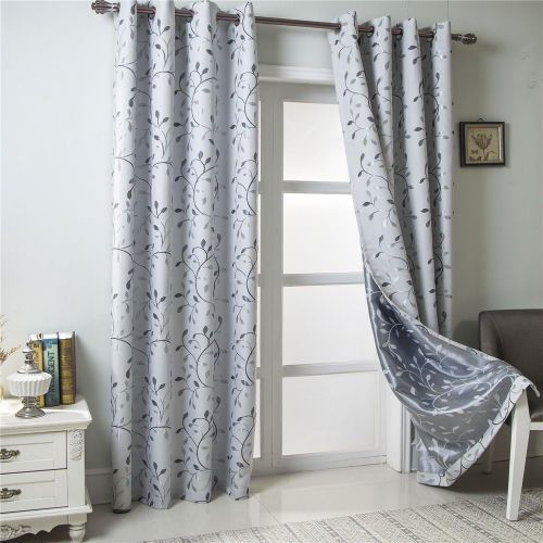  GYROHOME Floral Blackout Curtain Grommet Top Thermal Insulated Room Darkening Engery Saving Drape Noise Reducing No Formaldehyde,Sold in Pair(2 Panels)