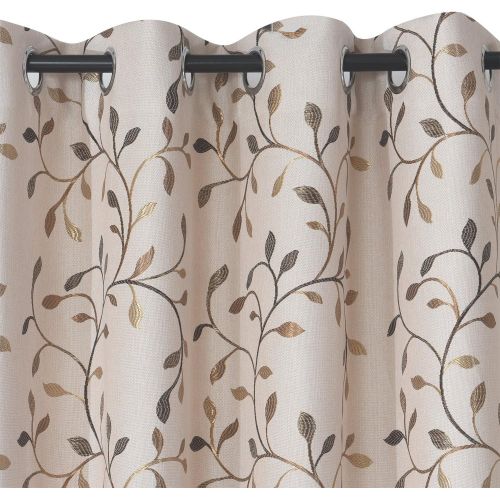  GYROHOME Floral Blackout Curtain Grommet Top Thermal Insulated Room Darkening Engery Saving Drape Noise Reducing No Formaldehyde,Sold in Pair(2 Panels)