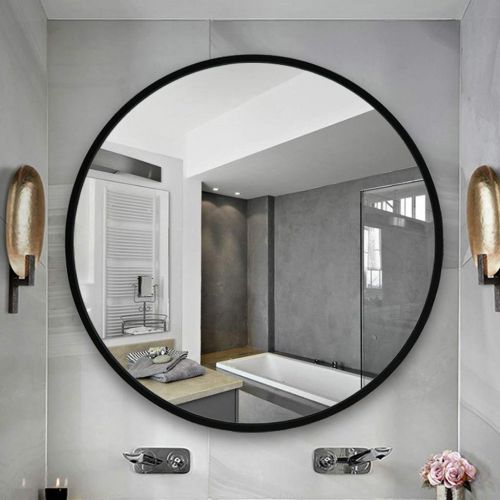  GYX-Bathroom Mirror Modern Bathroom Shower Wall Mirror Shaving Mirror Real Glass Mirror - Round for Entrance Passage, Bedroom, Living Room, Etc, Black