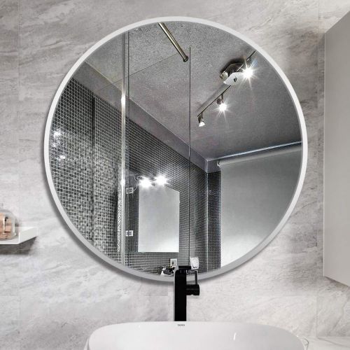  GYX-Bathroom Mirror Modern Round Metal Frame Wall Mount Mirror, Bathroom Mirror, Chic Wall Mirror Bedroom Decorating Mirror