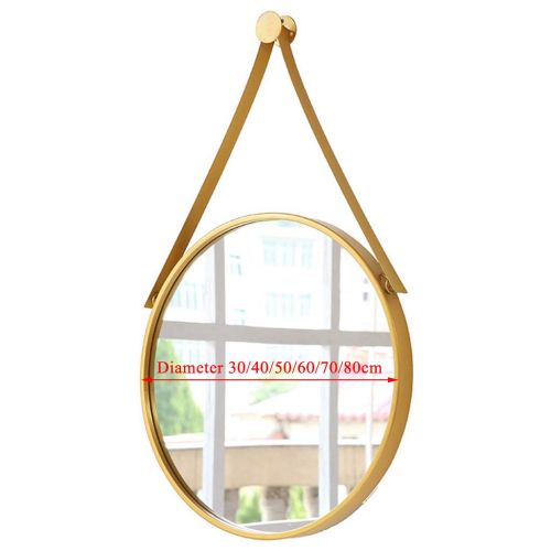  GYX-Bathroom Mirror Metal Frame Wall Mirror Bathroom Shaving Mirror, Hanging Decorative Mirror with Hanging Chain (Golden)