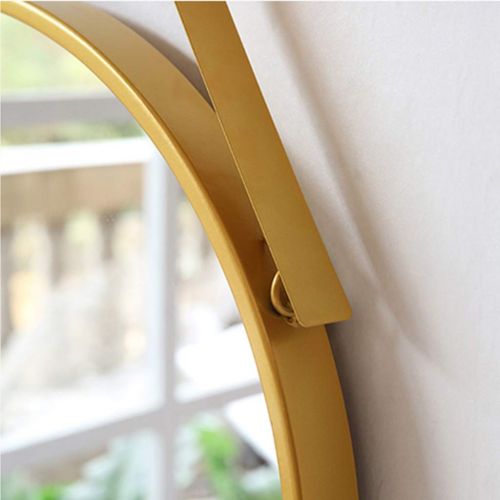  GYX-Bathroom Mirror Metal Frame Wall Mirror Bathroom Shaving Mirror, Hanging Decorative Mirror with Hanging Chain (Golden)