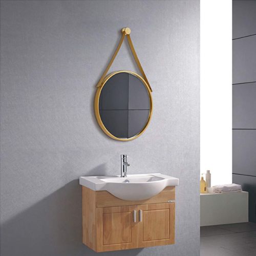  GYX-Bathroom Mirror Metal Frame Wall Mirror Bathroom Shaving Mirror, Hanging Decorative Mirror with Hanging Chain (Golden)