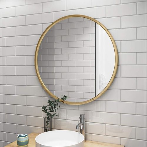  GYX-Bathroom Mirror Metal Frame Hanging Mirror Round Wall Mirror - Modern Bedroom, Bathroom Shaving Mirror Family Wall Mounted Vanity Mirror Golden