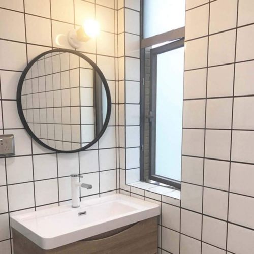  GYX-Bathroom Mirror Metal Frame Hanging Mirror Round Wall Mirror - Modern Bedroom, Bathroom Shaving Mirror Family Wall Mounted Vanity Mirror Black