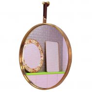 GYX-Bathroom Mirror Metal Frame Wall Mirror Bathroom Shaving Mirror, Hanging Decorative Mirror - with Hanging Chain (Golden)