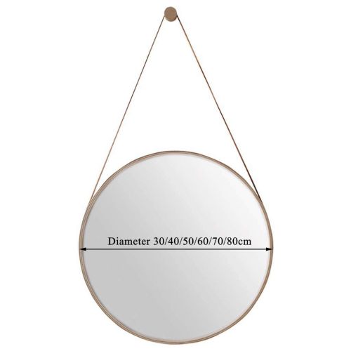  GYX-Bathroom Mirror Metal Frame Wall Mirror Bathroom Shaving Mirror, Hanging Decorative Mirror - with Hanging Chain (Golden)