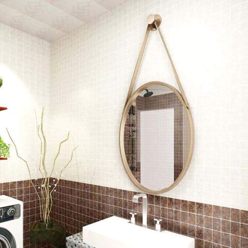  GYX-Bathroom Mirror Metal Frame Wall Mirror Bathroom Shaving Mirror, Hanging Decorative Mirror - with Hanging Chain (Golden)