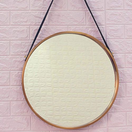  GYX-Bathroom Mirror Metal Frame Round Hanging Mirror Bathroom Mirror Wall Mirror with Hanging Chain Simple Makeup Mirror Design Decoration - Gold