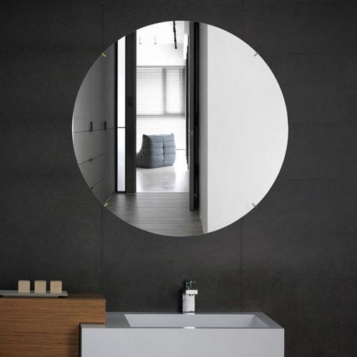  GYX-Bathroom Mirror Frameless Round Wall Mirror - Modern Bedroom, Bathroom Shaving Mirror, Family Wall-Mounted Vanity Mirror